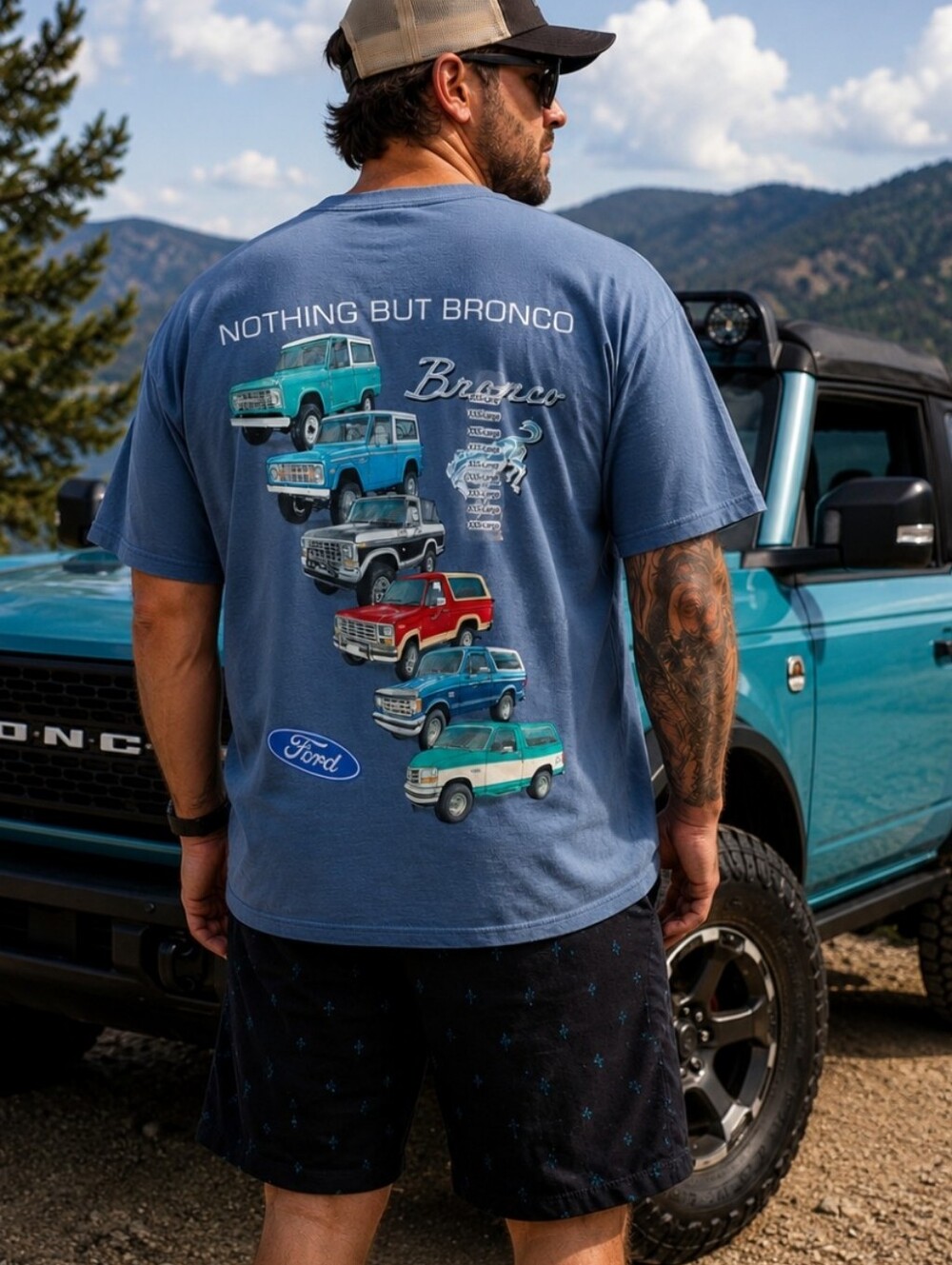 Ford Bronco Nothing But Bronco Graphic Tee Shirt Blue 3X XXXL Off Road Truck